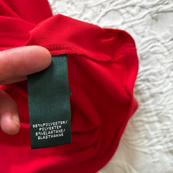 Lauren Ralph Lauren Barolo Red Ruched Empire-Waist Cap-Sleeve‎ Dress size 10 - Picture 12 of 12